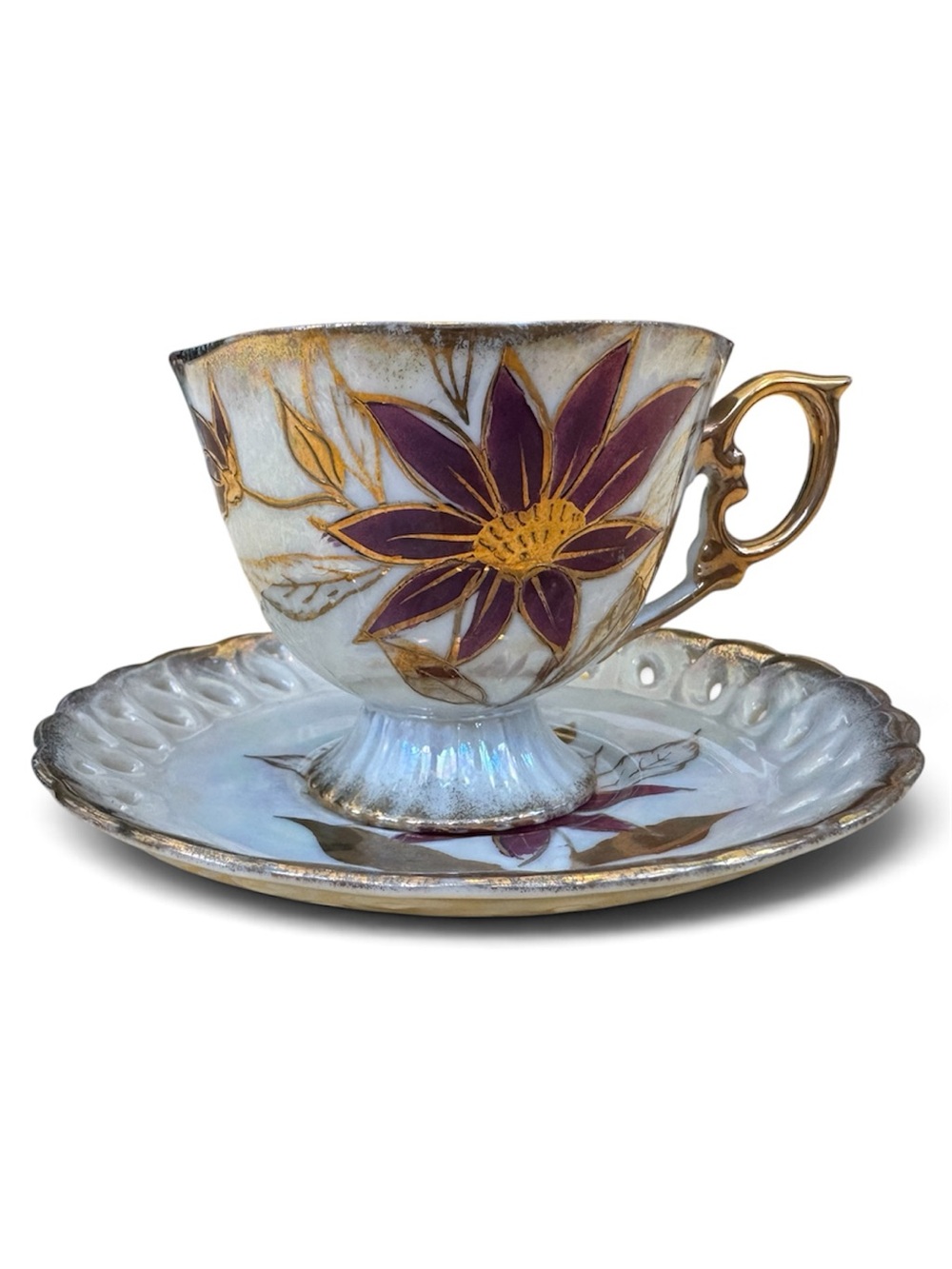 Vintage Del Coronado by Nasco Footed Teacup and Saucer Set. Excellent Condition